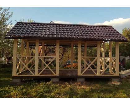 Беседка дачная деревянная "Гостевая" в Орехово-Зуевский городской округ с двухскатной крышей